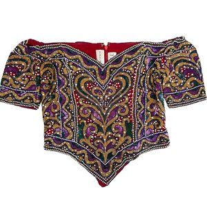 Lillie Rubin Naeem Khan Riazee Nights Bollywood Indie Beaded Top - Size Medium